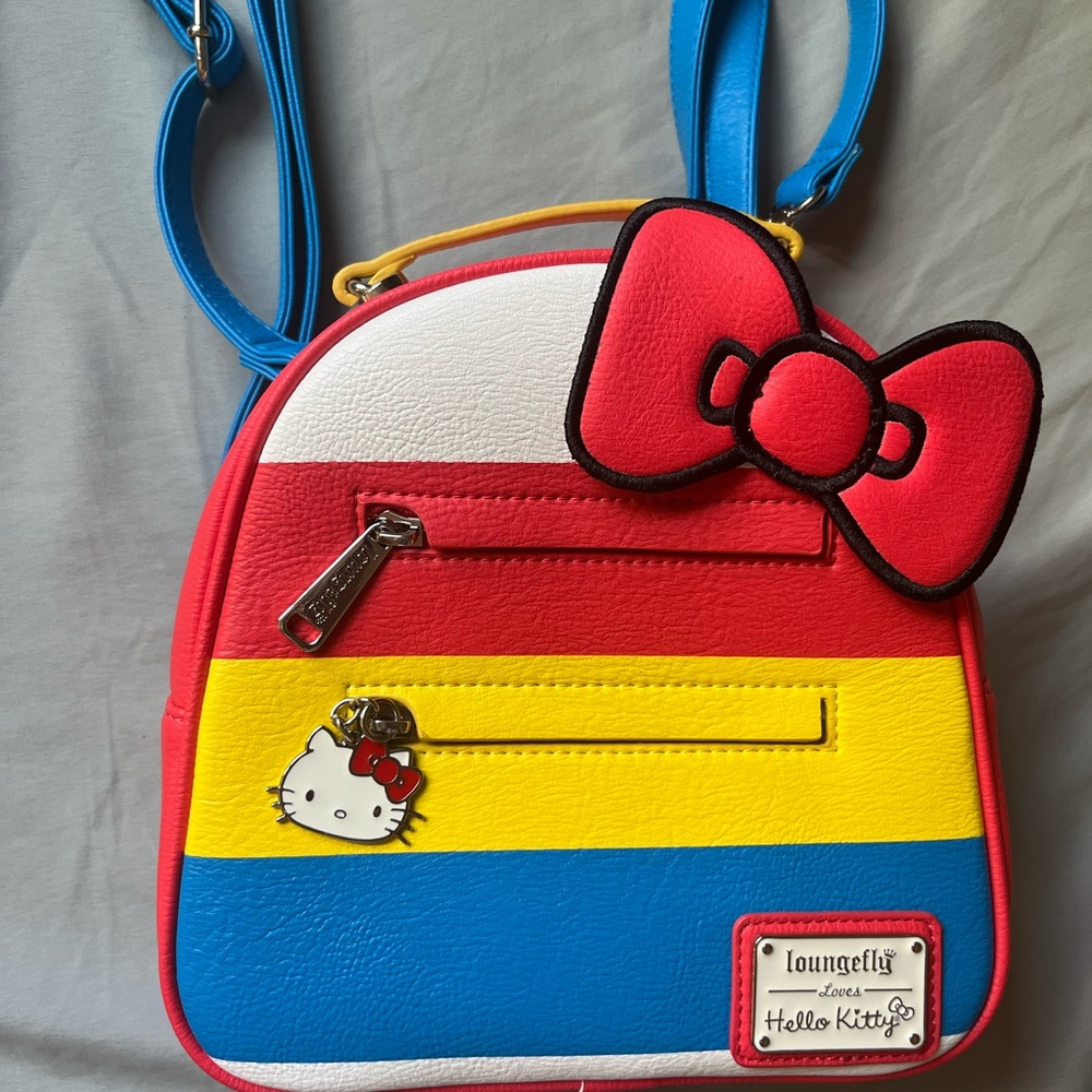 Loungefly Hello Kitty Striped Backpack with Bow